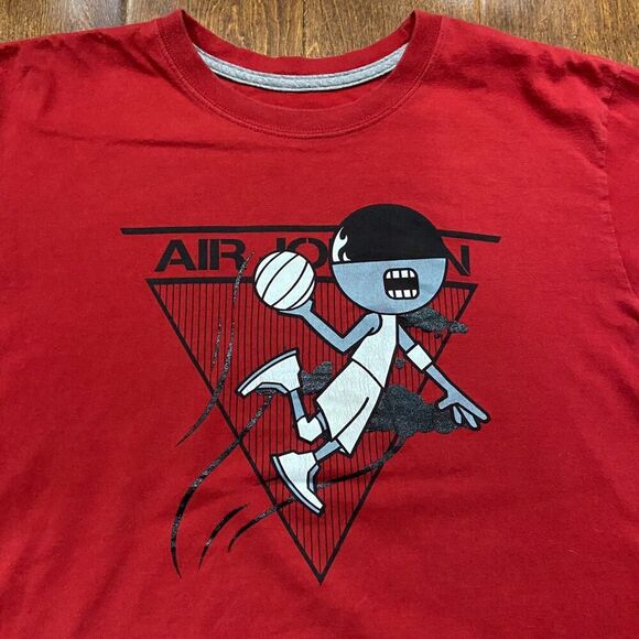 Jordan Flight Flight Mascot Red Black Cotton Blend T-Shirt Men's Size Medium - Picture 2 of 8